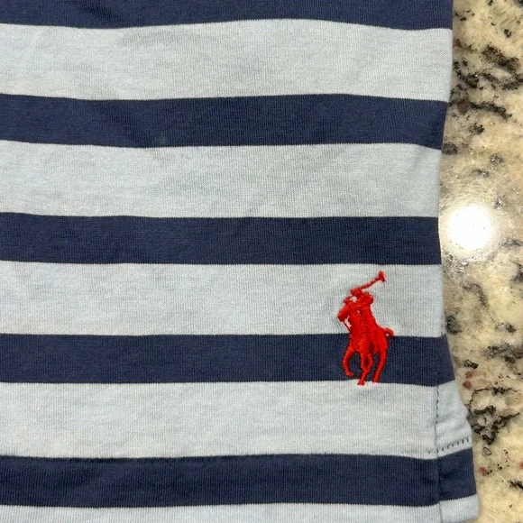 Polo Ralph Lauren Men's Custom Slim Fit Navy Striped Shirt XL Red Pony - Picture 5 of 8